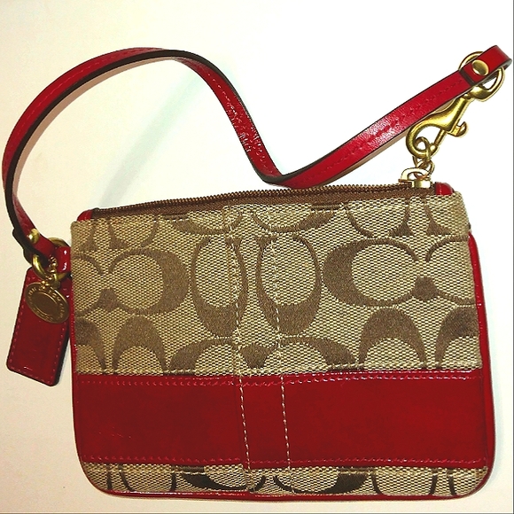 ☆Brand New☆Stunning COACH Classic 2008 Red Signature Stripe Clutch Wristlet☆ - Picture 15 of 16